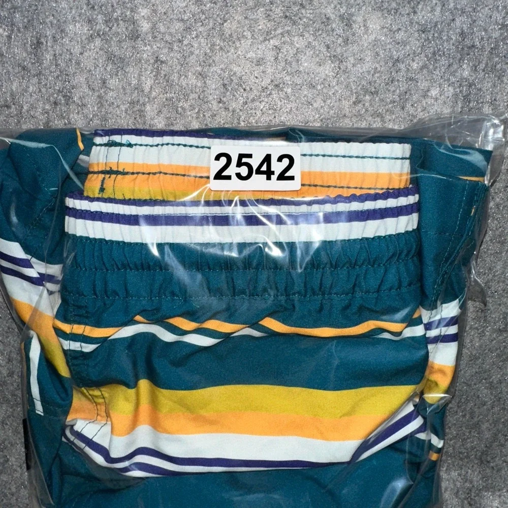 Duluth Board Shorts Mens 3XL Teal Pier Genius Striped 9in Swim Trunks Lined EUC